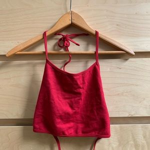 American Apparel red halter tie top
